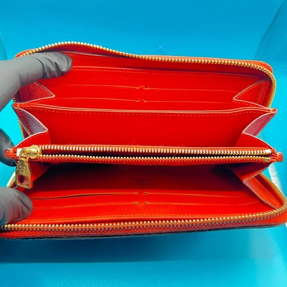 Louis Vuitton Zippy Wallet Round Zipper Long Monogram Exotic Python Orange - Picture 9 of 12